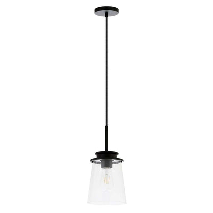 Hudson & Canal - Elwood 7.12in Wide Pendant with Glass Shade in Blackened Bronze/Clear - PD0725 veiw 4