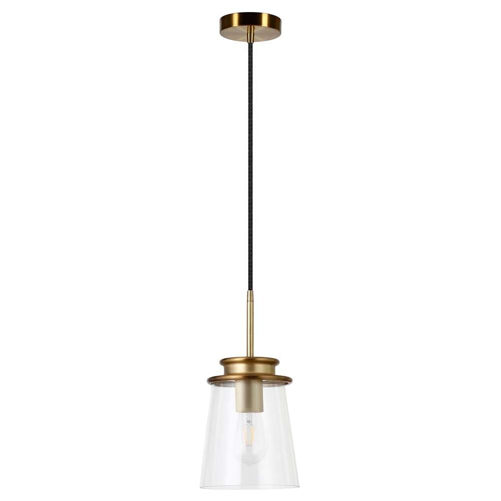 Hudson & Canal - Elwood 7.12in Wide Pendant with Glass Shade in Brass/Clear - PD0726 veiw 1