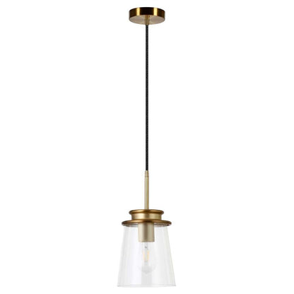 Hudson & Canal - Elwood 7.12in Wide Pendant with Glass Shade in Brass/Clear - PD0726 veiw 1