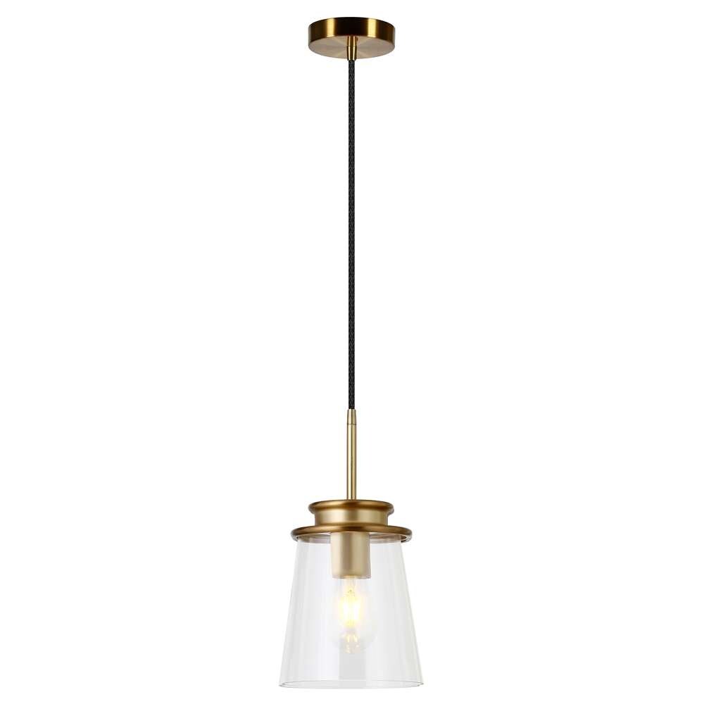 Hudson & Canal - Elwood 7.12in Wide Pendant with Glass Shade in Brass/Clear - PD0726 veiw 3