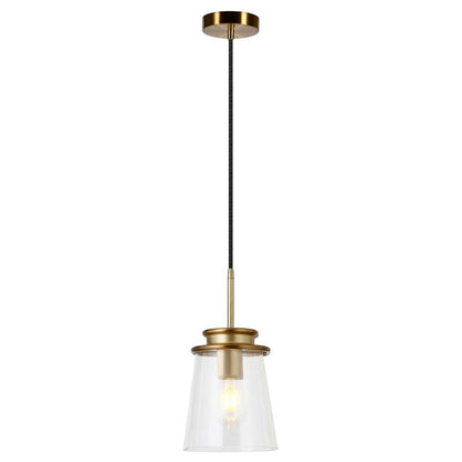 Hudson & Canal - Elwood 7.12in Wide Pendant with Glass Shade in Brass/Clear - PD0726 veiw 3