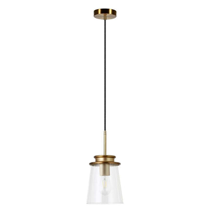 Hudson & Canal - Elwood 7.12in Wide Pendant with Glass Shade in Brass/Clear - PD0726 veiw 4