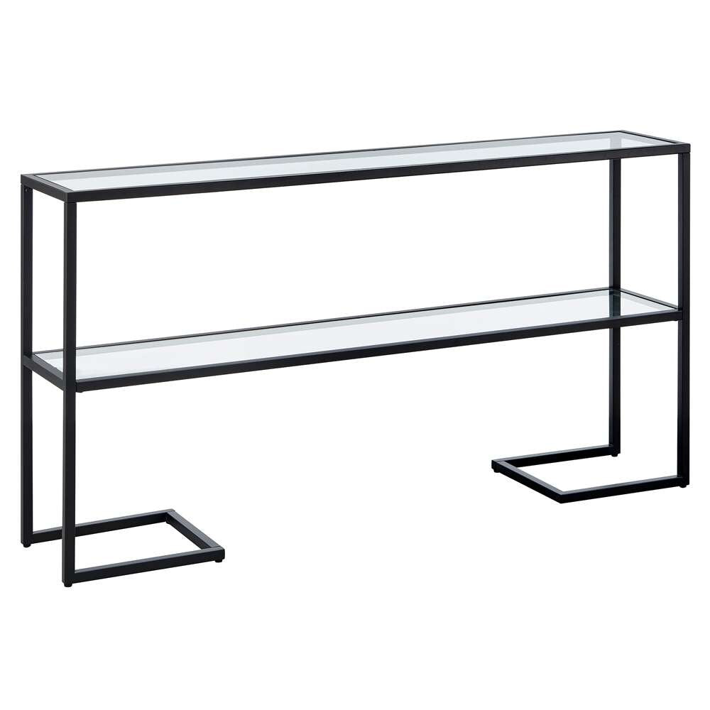 Hudson & Canal - Errol 55in Wide Rectangular Console Table with Glass Top in Blackened Bronze - AT1329 veiw 1
