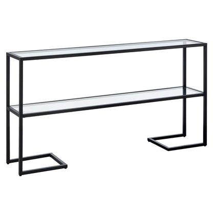 Hudson & Canal - Errol 55in Wide Rectangular Console Table with Glass Top in Blackened Bronze - AT1329 veiw 1
