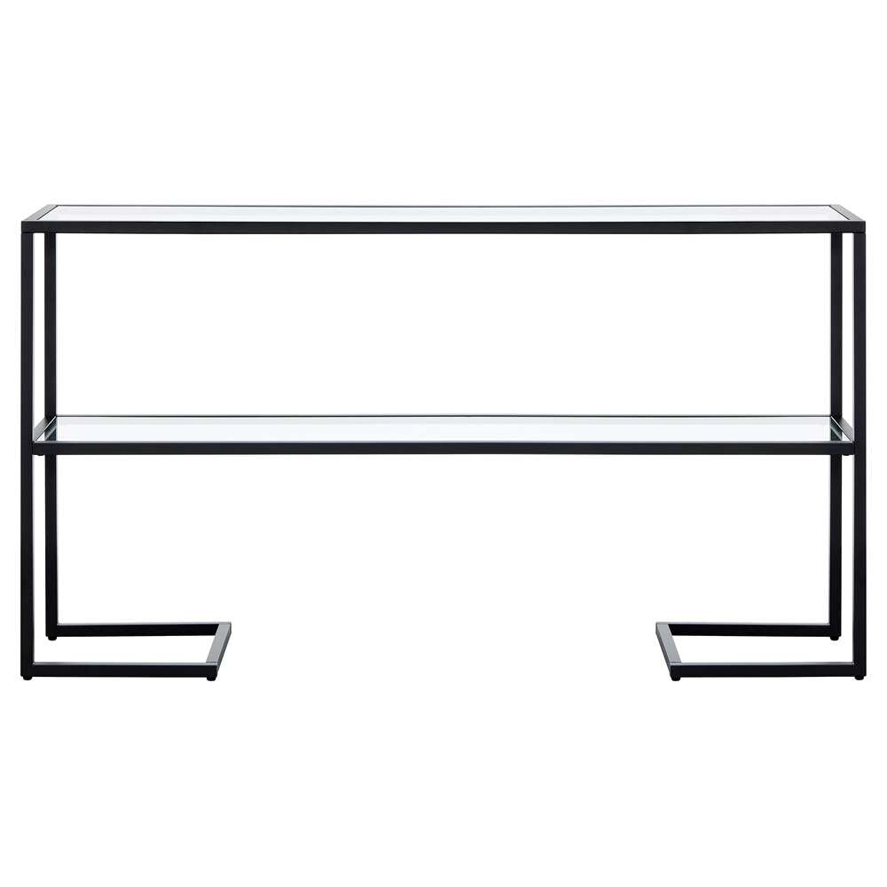 Hudson & Canal - Errol 55in Wide Rectangular Console Table with Glass Top in Blackened Bronze - AT1329 veiw 3