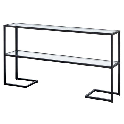 Hudson & Canal - Errol 55in Wide Rectangular Console Table with Glass Top in Blackened Bronze - AT1329 veiw 4
