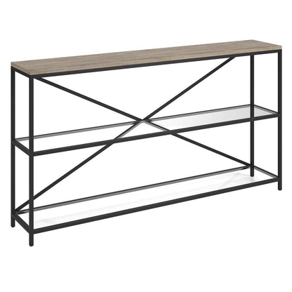 Hudson & Canal - Fionn 55in Wide Rectangular Console Table in Blackened Bronze/Antiqued Gray Oak - AT1542 veiw 1