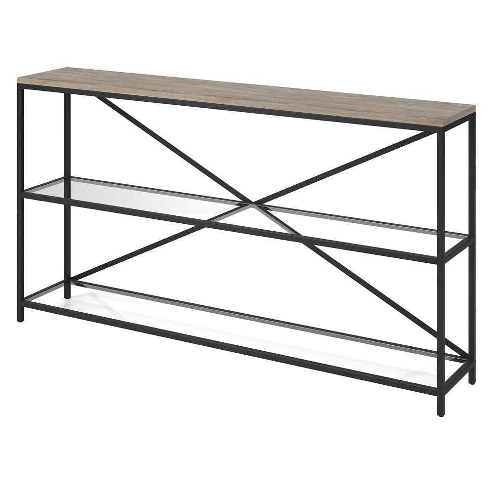 Hudson & Canal - Fionn 55in Wide Rectangular Console Table in Blackened Bronze/Antiqued Gray Oak - AT1542 veiw 4