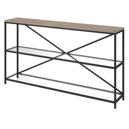 Hudson & Canal - Fionn 55in Wide Rectangular Console Table in Blackened Bronze/Antiqued Gray Oak - AT1542 veiw 4