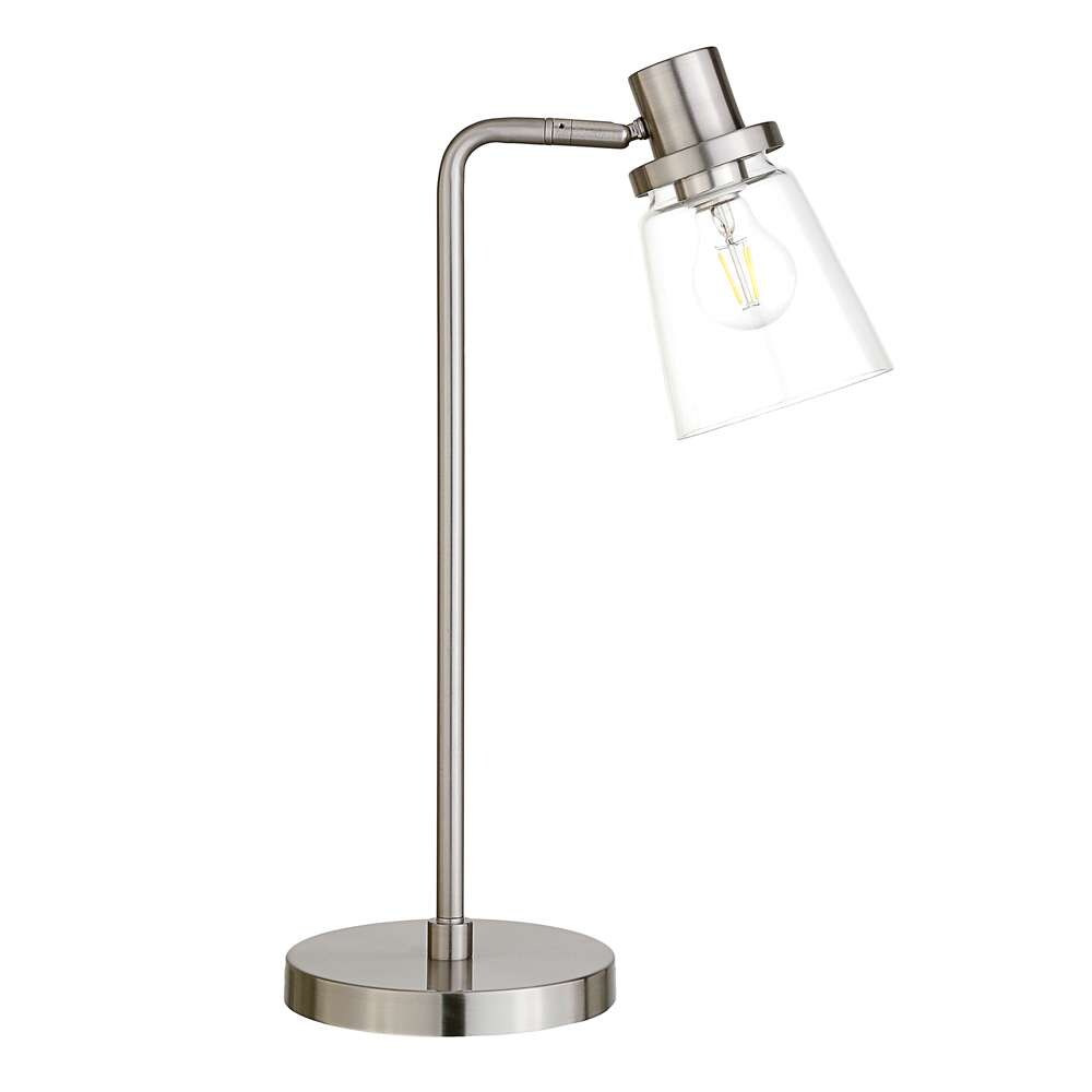 Hudson & Canal - Granville 21in Tall Table Lamp with Glass Shade in Brushed Nickel/Clear - TL1066 veiw 1