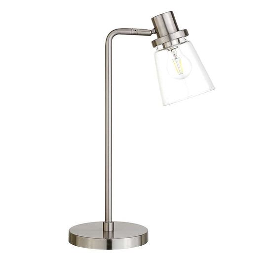 Hudson & Canal - Granville 21in Tall Table Lamp with Glass Shade in Brushed Nickel/Clear - TL1066 veiw 1