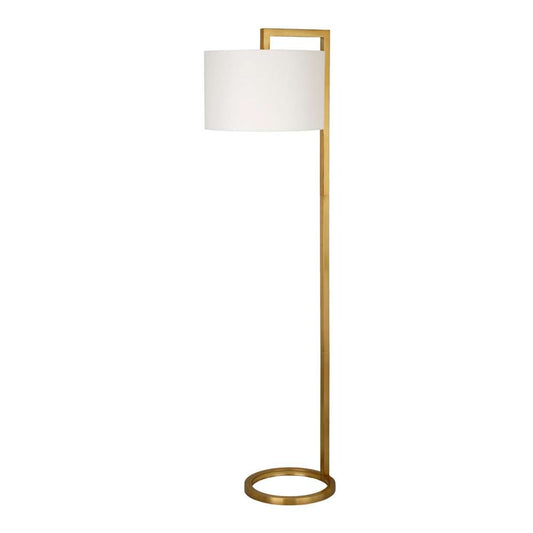 Hudson & Canal - Grayson 64in Tall Floor Lamp with Fabric Shade in Brass/White - FL0372 veiw 1