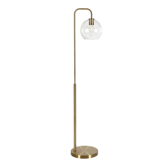 Hudson & Canal - Harrison Arc Floor Lamp with Glass Shade in Brass/Clear - FL0294 veiw 1