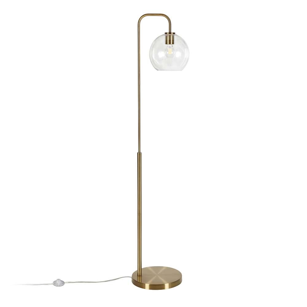 Hudson & Canal - Harrison Arc Floor Lamp with Glass Shade in Brass/Clear - FL0294 veiw 3