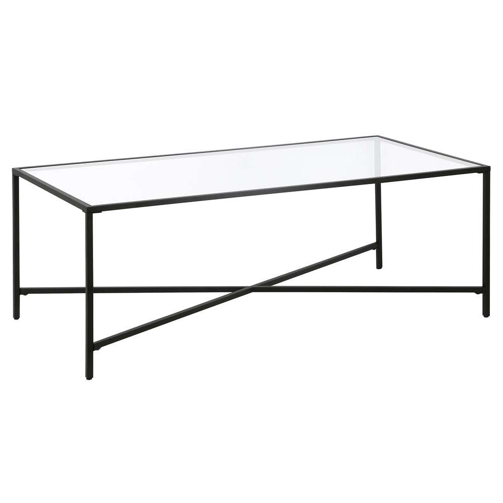 Hudson & Canal - Henley 48in Wide Rectangular Coffee Table with Glass Top in Blackened Bronze - CT0824 veiw 1
