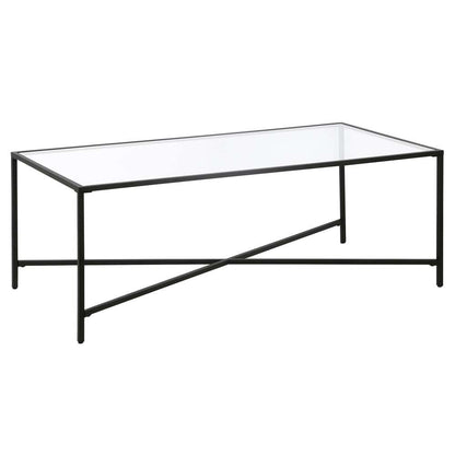 Hudson & Canal - Henley 48in Wide Rectangular Coffee Table with Glass Top in Blackened Bronze - CT0824 veiw 1