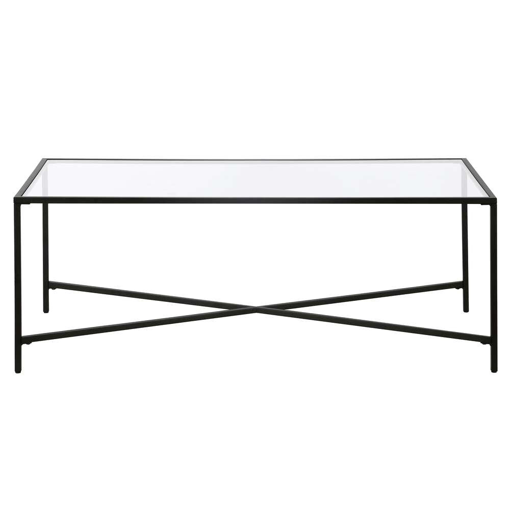 Hudson & Canal - Henley 48in Wide Rectangular Coffee Table with Glass Top in Blackened Bronze - CT0824 veiw 3