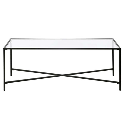 Hudson & Canal - Henley 48in Wide Rectangular Coffee Table with Glass Top in Blackened Bronze - CT0824 veiw 3