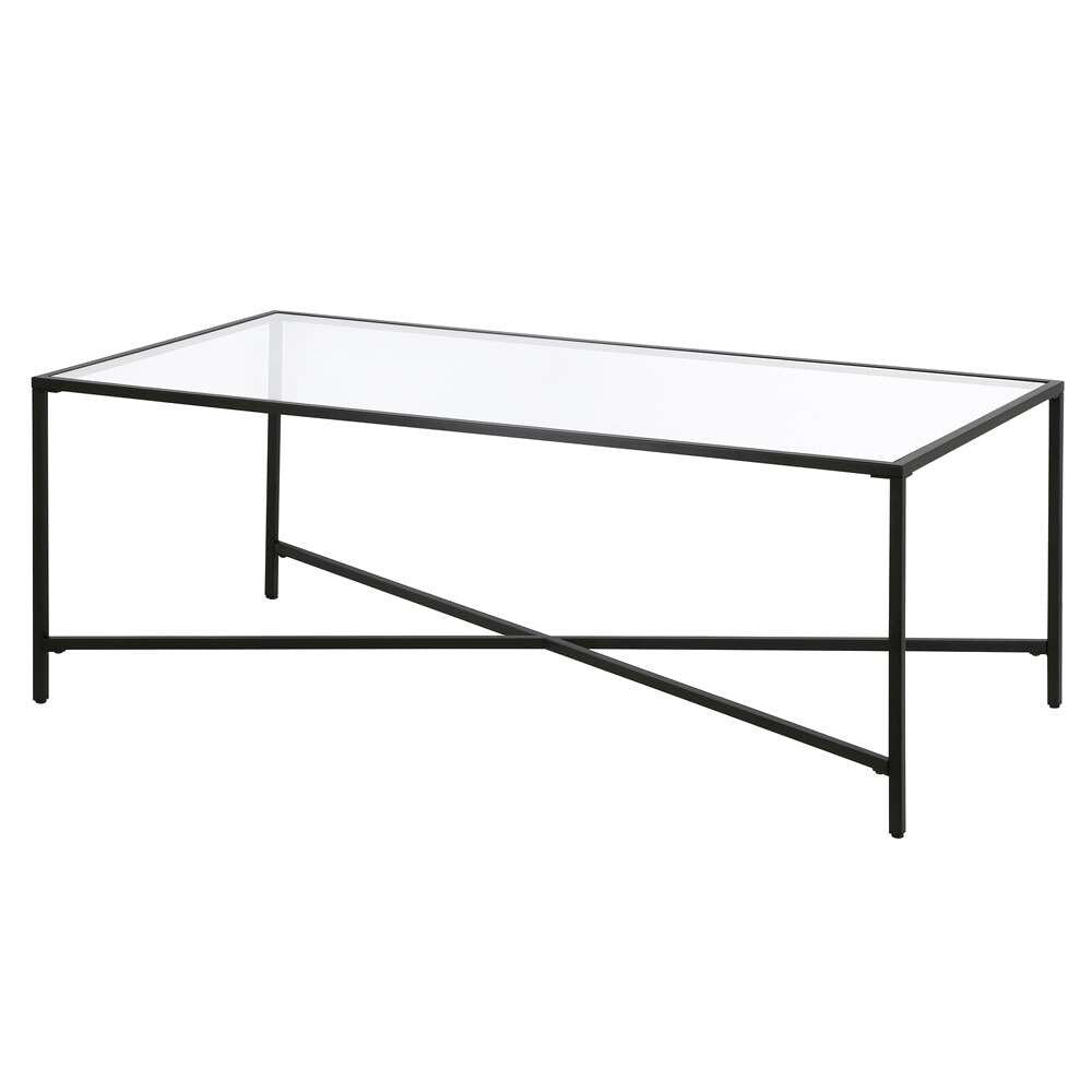 Hudson & Canal - Henley 48in Wide Rectangular Coffee Table with Glass Top in Blackened Bronze - CT0824 veiw 4