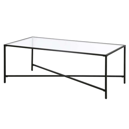Hudson & Canal - Henley 48in Wide Rectangular Coffee Table with Glass Top in Blackened Bronze - CT0824 veiw 4