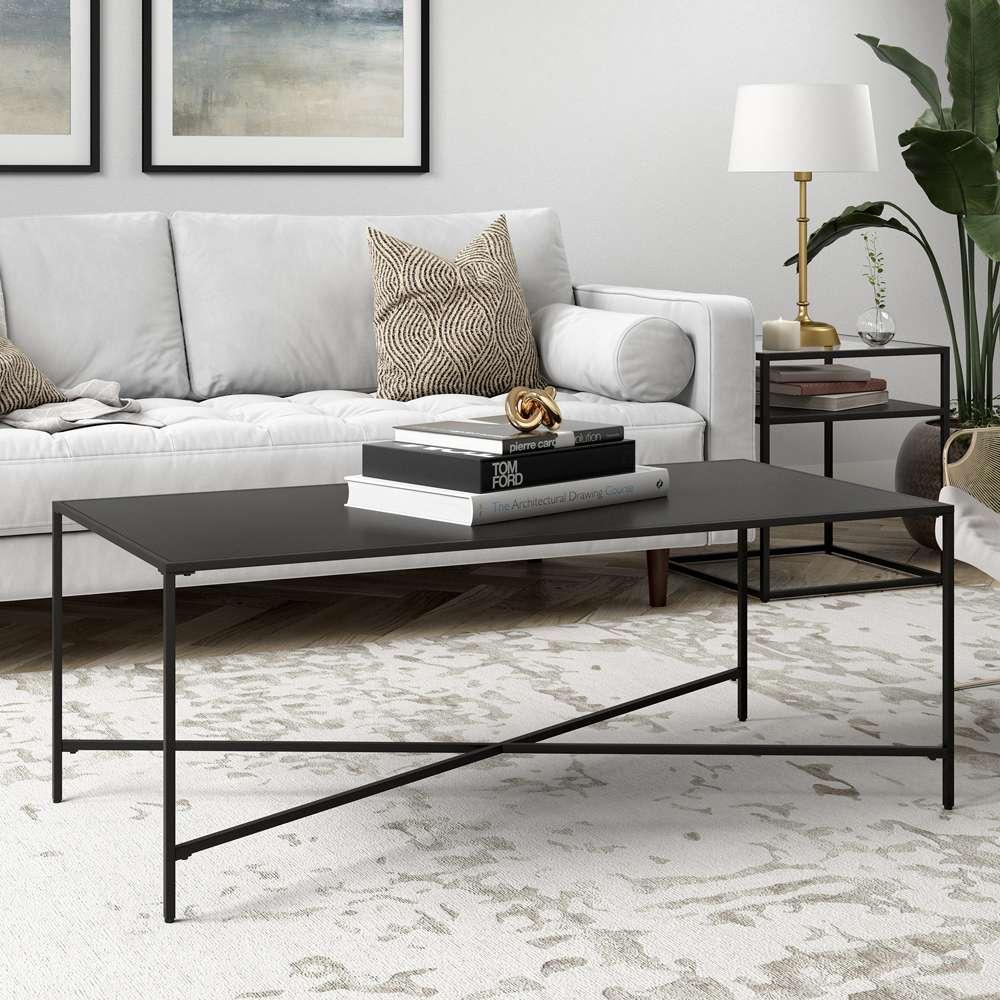 Hudson & Canal - Henley 48in Wide Rectangular Coffee Table with Metal Top in Blackened Bronze - CT0826 veiw 2