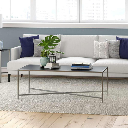 Hudson & Canal - Henley 48in Wide Rectangular Coffee Table with Metal Top in Gunmetal Gray - CT1590 veiw 2