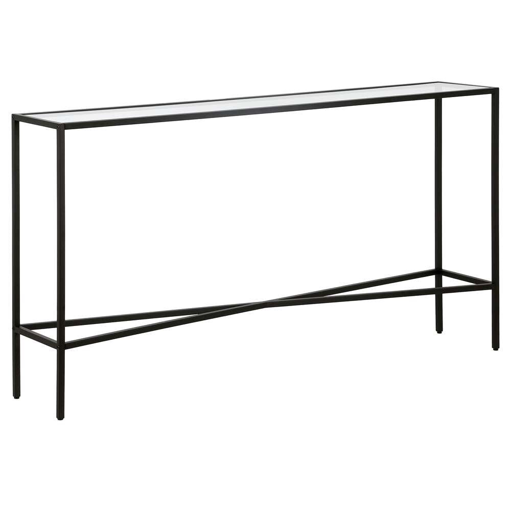 Hudson & Canal - Henley 55in Wide Rectangular Console Table with Glass Top in Blackened Bronze - AT0821 veiw 1