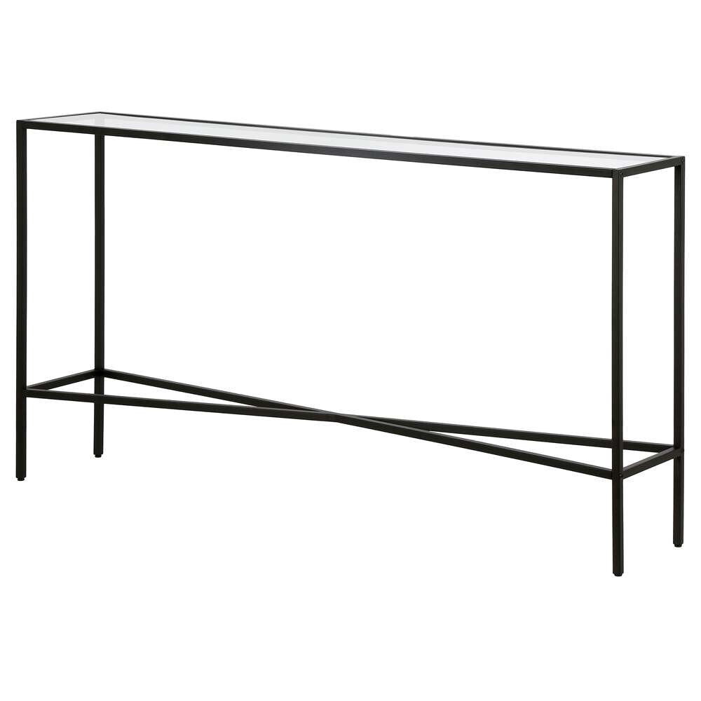 Hudson & Canal - Henley 55in Wide Rectangular Console Table with Glass Top in Blackened Bronze - AT0821 veiw 4