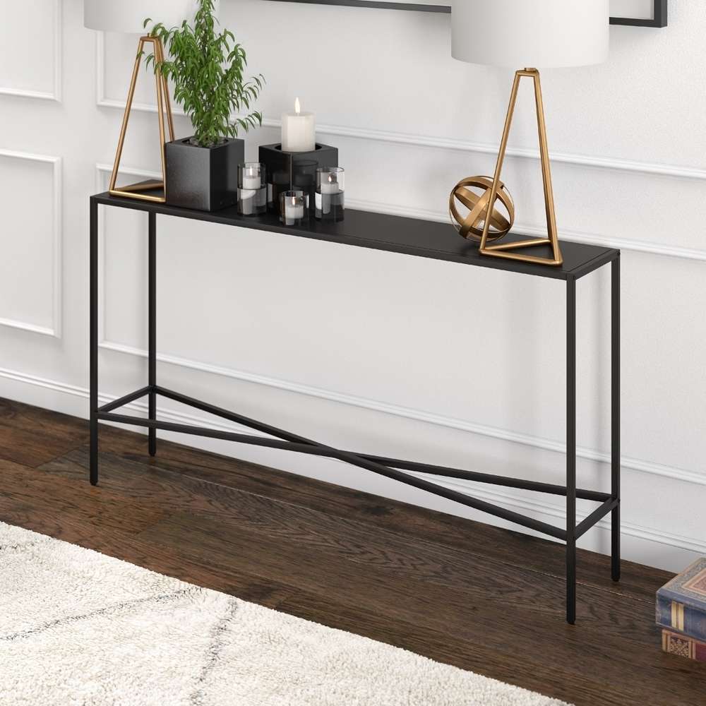 Hudson & Canal - Henley 55in Wide Rectangular Console Table with Metal Top in Blackened Bronze - AT0823 veiw 2