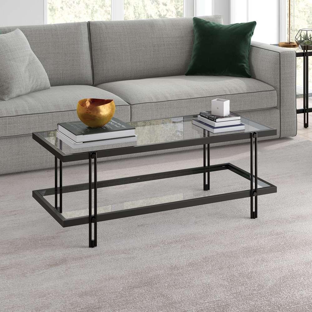 Hudson & Canal - Inez 45in Wide Rectangular Coffee Table in Blackened Bronze - CT0317 veiw 2