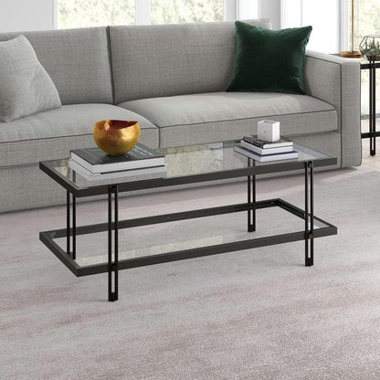 Hudson & Canal - Inez 45in Wide Rectangular Coffee Table in Blackened Bronze - CT0317 veiw 2