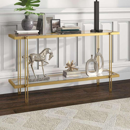 Hudson & Canal - Inez 55in Wide Rectangular Console Table in Brass - AT0984 veiw 2