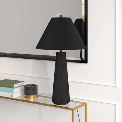 Hudson & Canal - Ingalls 28in Tall Monochrome Table Lamp with Fabric Shade in Matte Black/Black - TL1849 veiw 2