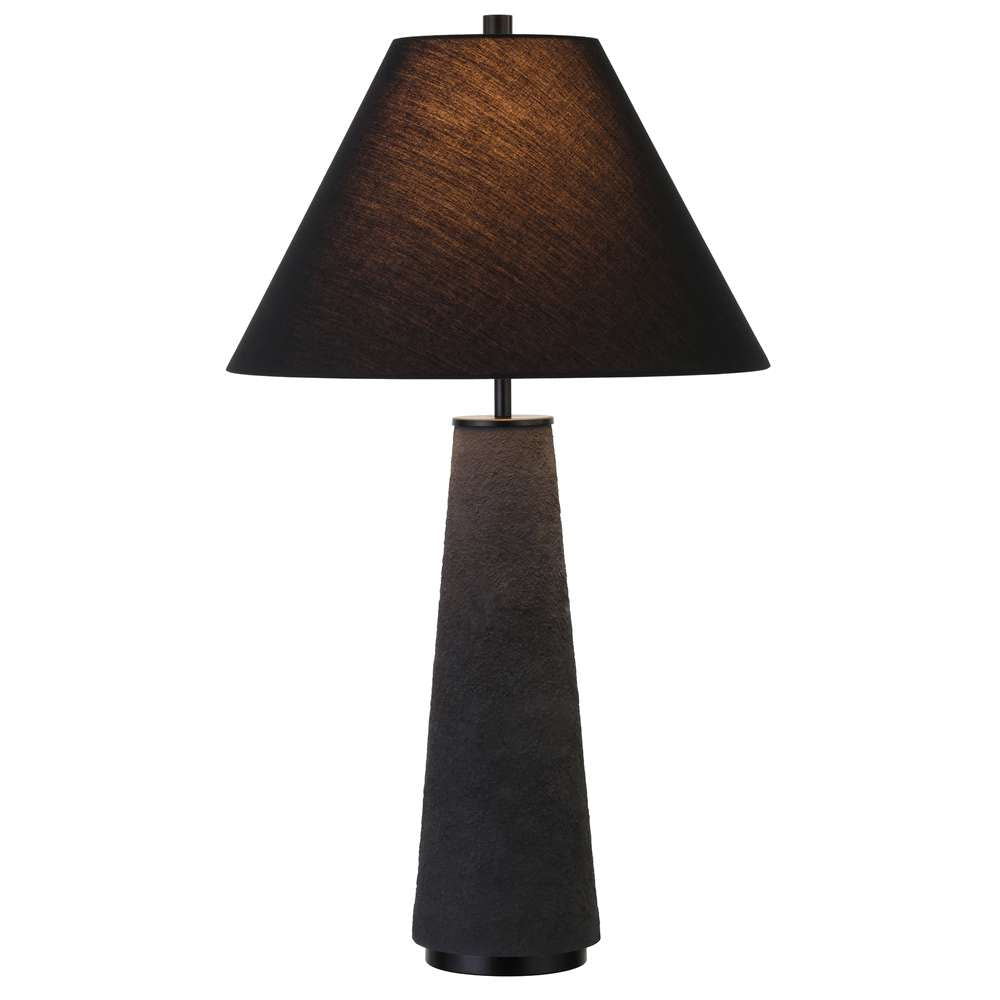 Hudson & Canal - Ingalls 28in Tall Monochrome Table Lamp with Fabric Shade in Matte Black/Black - TL1849 veiw 3