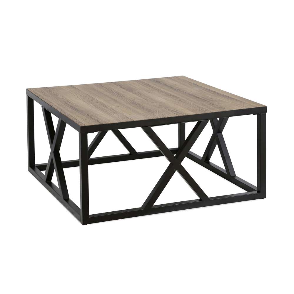 Hudson & Canal - Jedrek 35in Wide Square Coffee Table in Blackened Bronze/Rustic Oak - CT0192 veiw 1