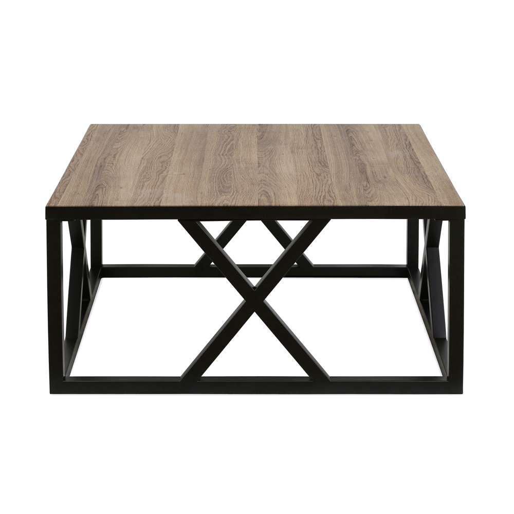 Hudson & Canal - Jedrek 35in Wide Square Coffee Table in Blackened Bronze/Rustic Oak - CT0192 veiw 3