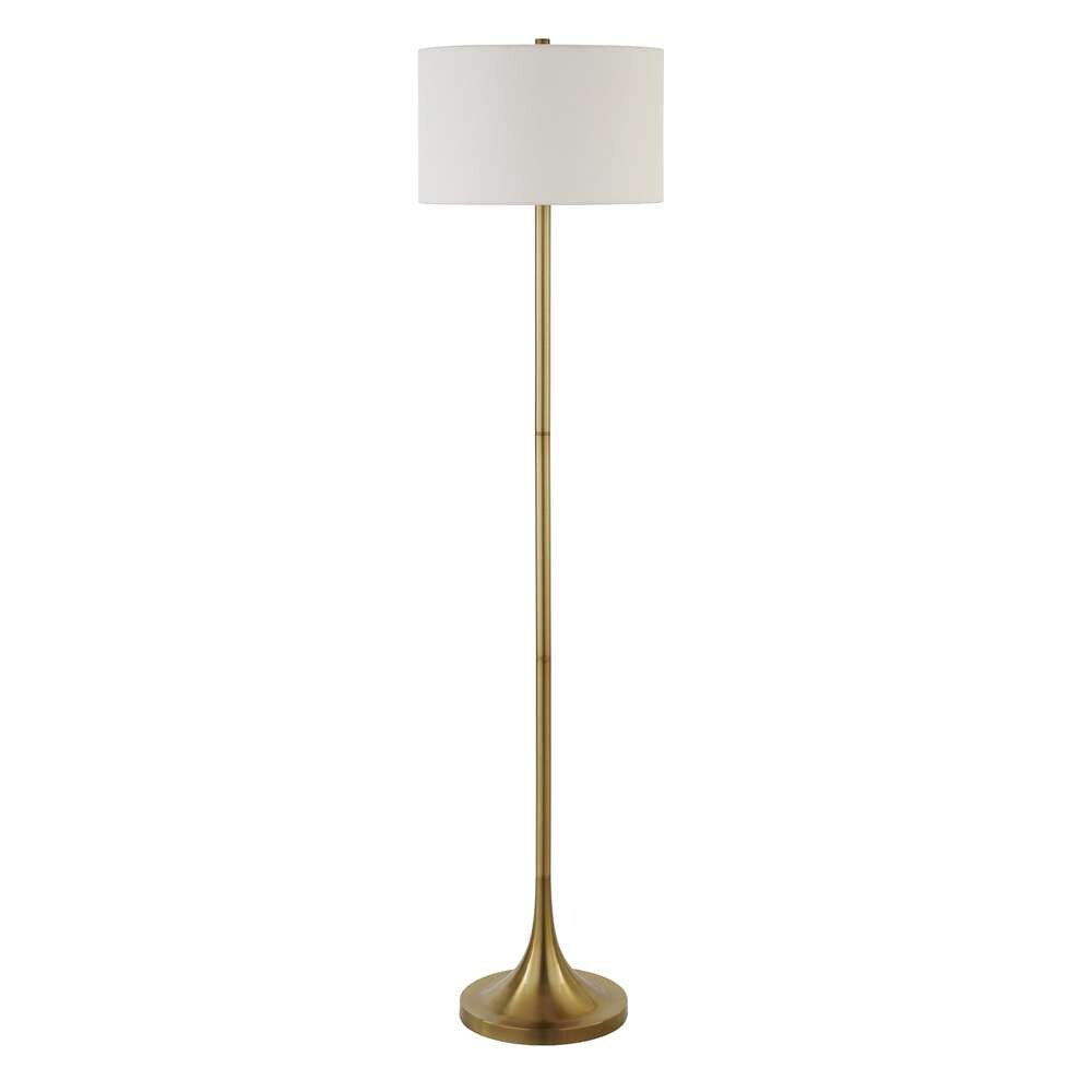 Hudson & Canal - Josephine 62in Tall Floor Lamp with Fabric Shade in Brass/White - FL0550 veiw 1