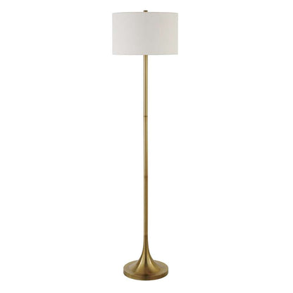 Hudson & Canal - Josephine 62in Tall Floor Lamp with Fabric Shade in Brass/White - FL0550 veiw 1