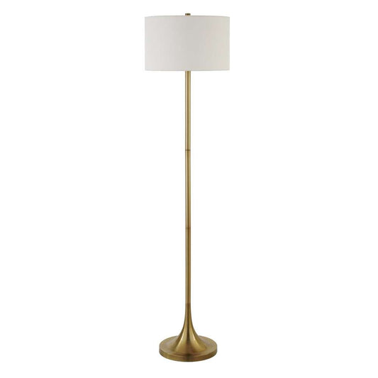 Hudson & Canal - Josephine 62in Tall Floor Lamp with Fabric Shade in Brass/White - FL0550 veiw 1