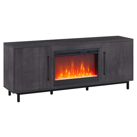 Hudson & Canal - Julian Rectangular TV Stand with 26in Crystal Fireplace for TVs up to 75in in Charcoal Gray - TV1818 veiw 1