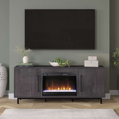 Hudson & Canal - Julian Rectangular TV Stand with 26in Crystal Fireplace for TVs up to 75in in Charcoal Gray - TV1818 veiw 2