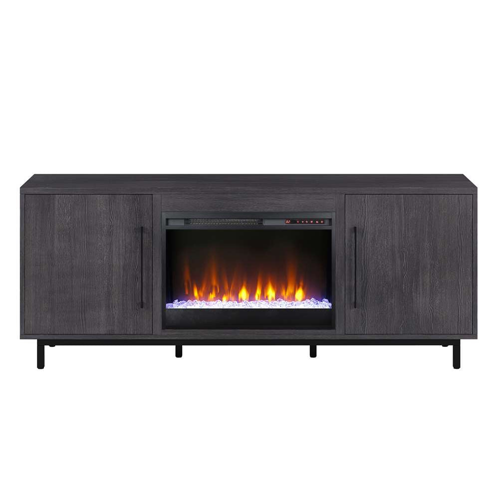 Hudson & Canal - Julian Rectangular TV Stand with 26in Crystal Fireplace for TVs up to 75in in Charcoal Gray - TV1818 veiw 3