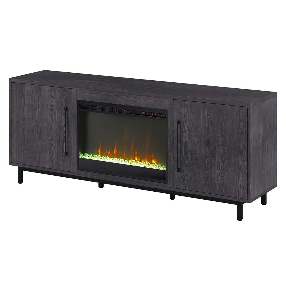 Hudson & Canal - Julian Rectangular TV Stand with 26in Crystal Fireplace for TVs up to 75in in Charcoal Gray - TV1818 veiw 4