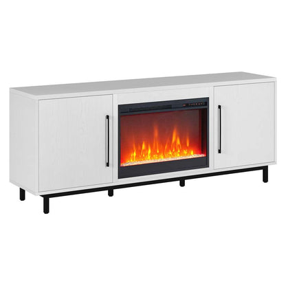 Hudson & Canal - Julian Rectangular TV Stand with 26in Crystal Fireplace for TVs up to 75in in White - TV1817 veiw 1