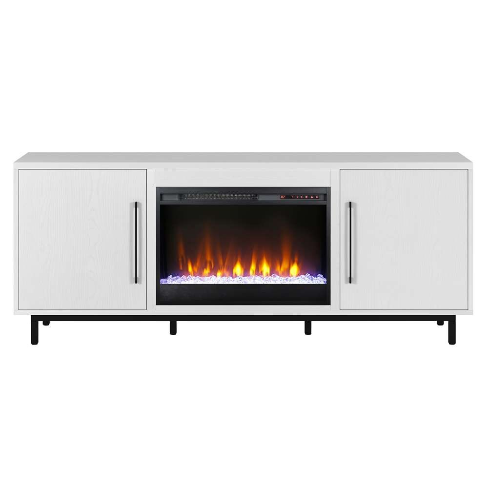 Hudson & Canal - Julian Rectangular TV Stand with 26in Crystal Fireplace for TVs up to 75in in White - TV1817 veiw 3