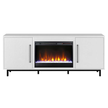 Hudson & Canal - Julian Rectangular TV Stand with 26in Crystal Fireplace for TVs up to 75in in White - TV1817 veiw 3
