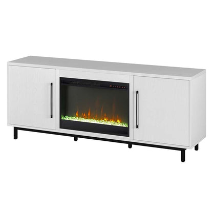 Hudson & Canal - Julian Rectangular TV Stand with 26in Crystal Fireplace for TVs up to 75in in White - TV1817 veiw 4