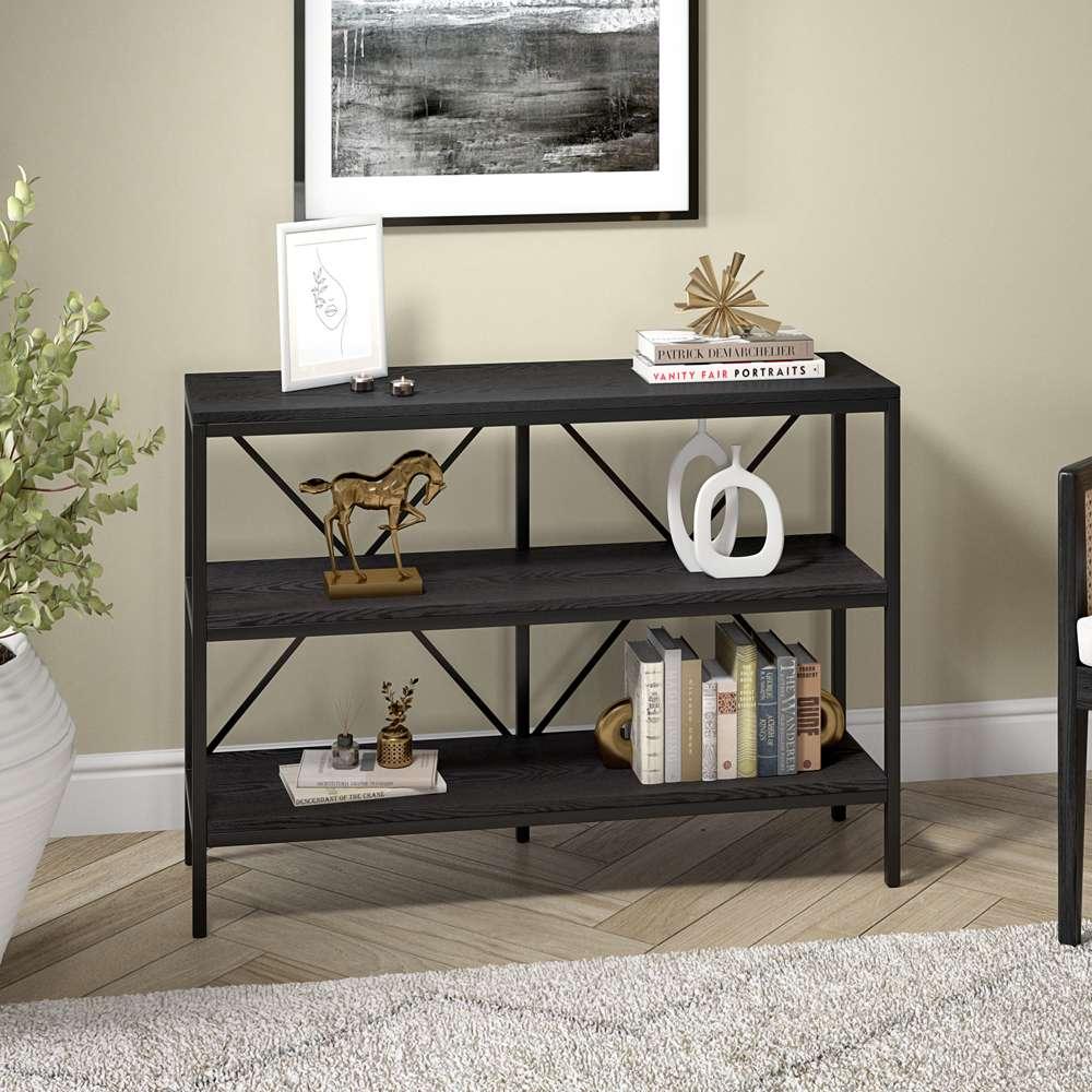 Hudson & Canal - Kira 42in Wide Rectangular Console Table in Blackened Bronze/Black Grain - AT1880 veiw 2