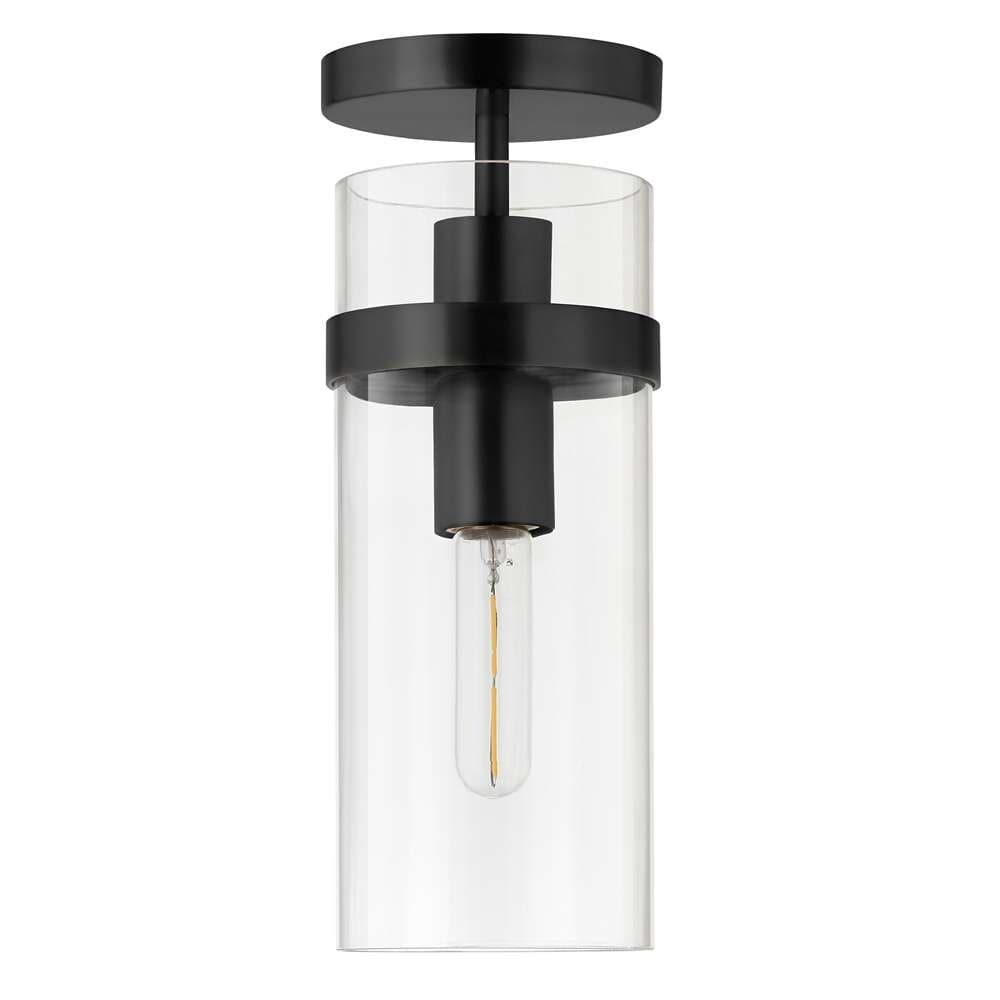 Hudson & Canal - Langdon 5in Wide Semi Flush Mount with Glass Shade in Blackened Bronze/Clear - SF0795 veiw 1