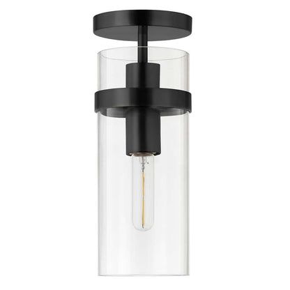 Hudson & Canal - Langdon 5in Wide Semi Flush Mount with Glass Shade in Blackened Bronze/Clear - SF0795 veiw 1